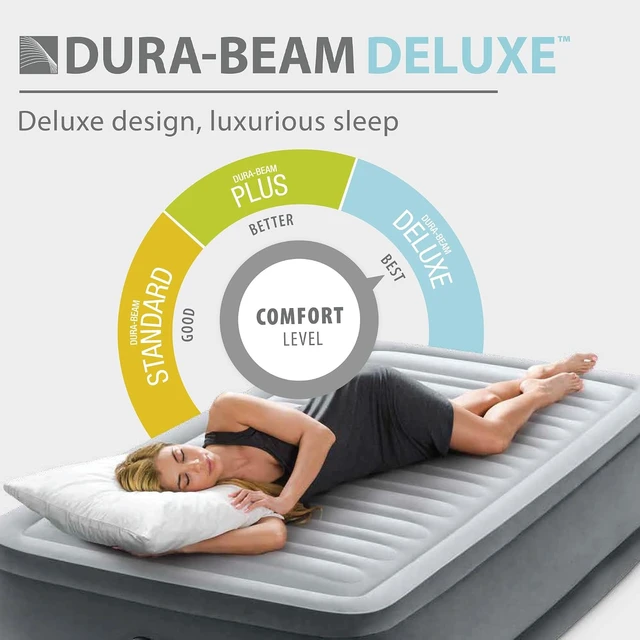 Alt view image 4 of 7 - Dura-Beam Deluxe Mid-Rise 13" Full Size Air Mattress w/ Built-in Pump