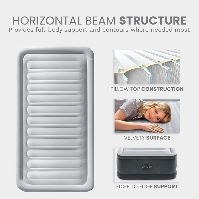 Alt view image 7 of 7 - Dura-Beam Deluxe Mid-Rise 13" Full Size Air Mattress w/ Built-in Pump
