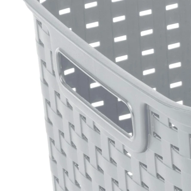 Alt view image 7 of 7 - Tall Weave Basket, Rectangular Plastic Décor Bin, Gray, 6 Pack