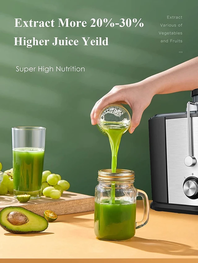 Alt view image 3 of 7 - Juicer Machines with Anti-drip & Anti-slip Function, Centrifugal Juicer Whole Fruit and Vegetable with 3-inch Wide Food Chute, 2 Speeds, Recipe Included, Easy to Clean
