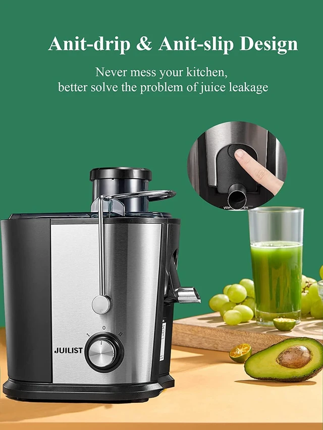 Alt view image 6 of 7 - Juicer Machines with Anti-drip & Anti-slip Function, Centrifugal Juicer Whole Fruit and Vegetable with 3-inch Wide Food Chute, 2 Speeds, Recipe Included, Easy to Clean