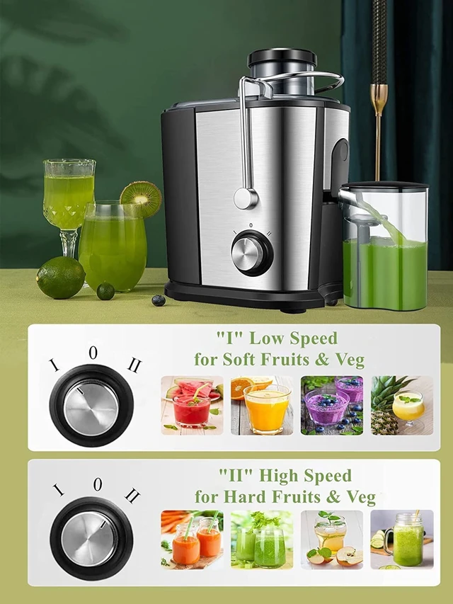 Alt view image 5 of 7 - Juicer Machines with Anti-drip & Anti-slip Function, Centrifugal Juicer Whole Fruit and Vegetable with 3-inch Wide Food Chute, 2 Speeds, Recipe Included, Easy to Clean