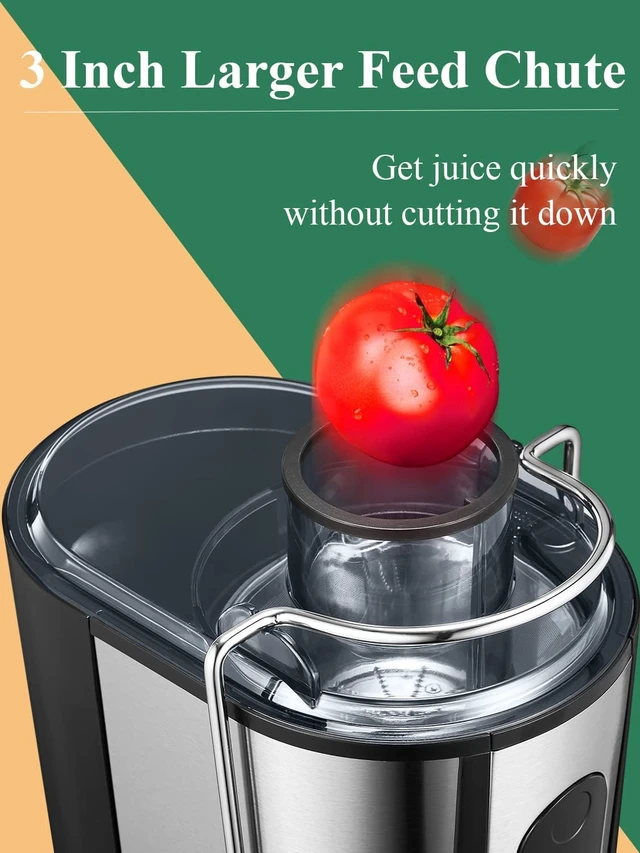 Alt view image 4 of 7 - Juicer Machines with Anti-drip & Anti-slip Function, Centrifugal Juicer Whole Fruit and Vegetable with 3-inch Wide Food Chute, 2 Speeds, Recipe Included, Easy to Clean