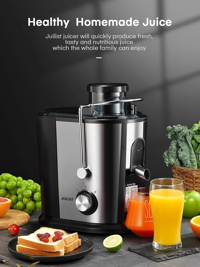 Alt view image 7 of 7 - Juicer Machines, Centrifugal Juicer Whole Fruit and Vegetable with 3-inch Wide Food Chute, with Anti-drip & Anti-slip Function, 2 Speeds, Easy to Clean, Recipe Included, with Brush, 400W