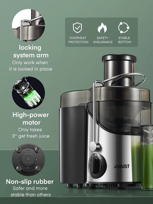 Alt view image 4 of 5 - Juicer Machine Easy to Clean, 3" Feed Chute for Whole Fruit and Vegetable, Brush, Black