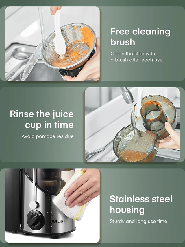 Alt view image 5 of 5 - Juicer Machine Easy to Clean, 3" Feed Chute for Whole Fruit and Vegetable, Brush, Black
