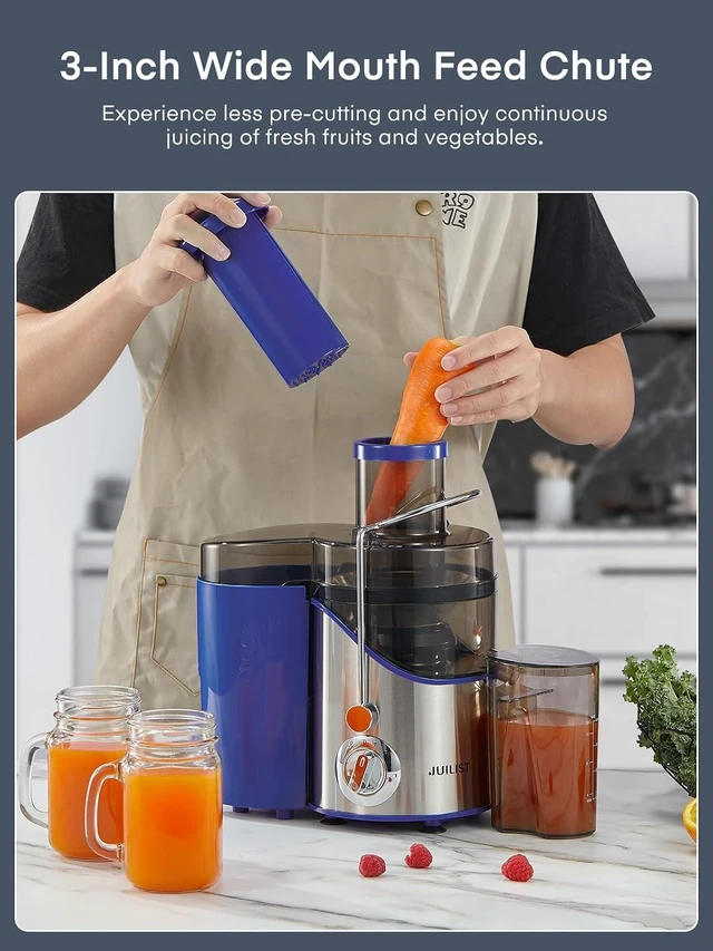 Alt view image 3 of 7 - Juicer Machines, 3" Wide Mouth Juicer Extractor, for Vegetable and Fruit with 3-Speed Setting, 400W Motor, Easy to Clean, Blue