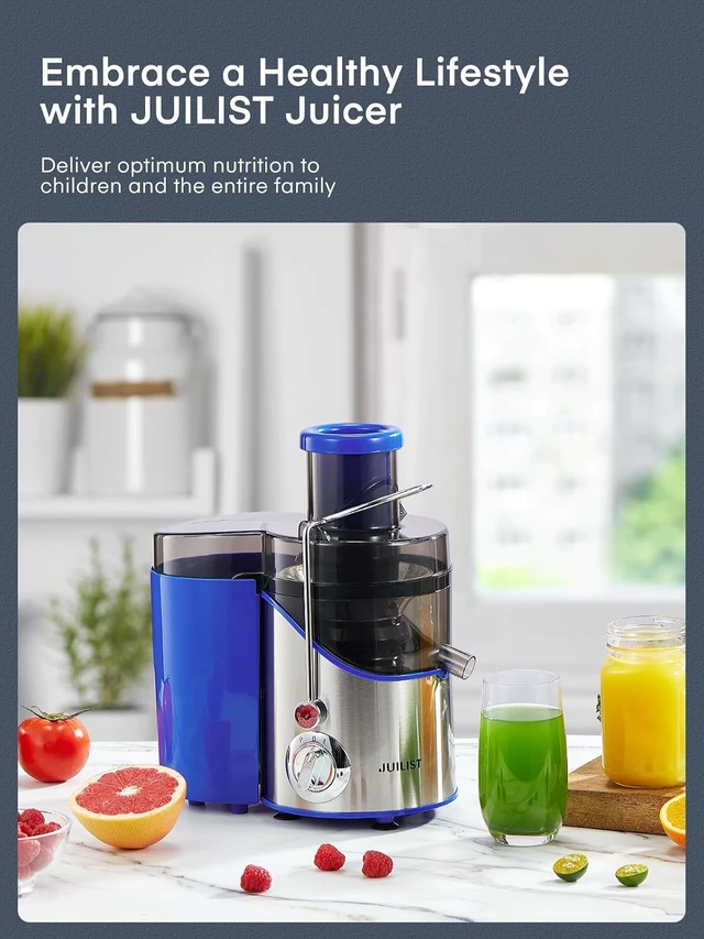 Alt view image 7 of 7 - Juicer Machines, 3" Wide Mouth Juicer Extractor, for Vegetable and Fruit with 3-Speed Setting, 400W Motor, Easy to Clean, Blue