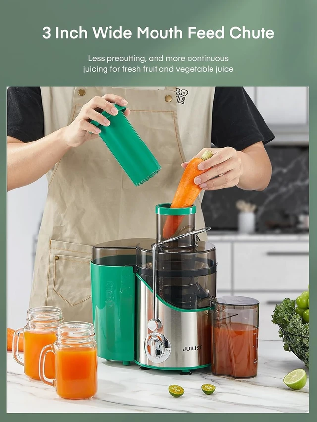 Alt view image 3 of 7 - Juicer Machines, 3" Wide Mouth Juicer Extractor, for Vegetable and Fruit with 3-Speed Setting, 400W Motor, Easy to Clean, Green