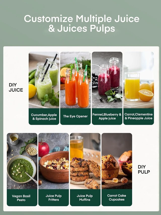 Alt view image 4 of 7 - Juicer Machines, 3" Wide Mouth Juicer Extractor, for Vegetable and Fruit with 3-Speed Setting, 400W Motor, Easy to Clean, Green