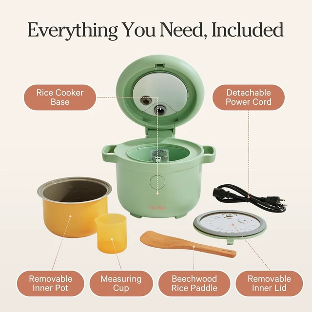 Alt view image 7 of 7 - Rice Cooker, Compact 6-Cup Ceramic Nonstick Rice & Grain Cooker