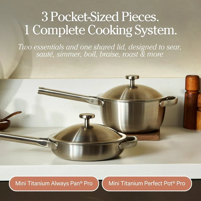 Alt view image 7 of 7 - Titanium Mini Cookware Duo Pro, 3-Piece Nonstick Cookware Set