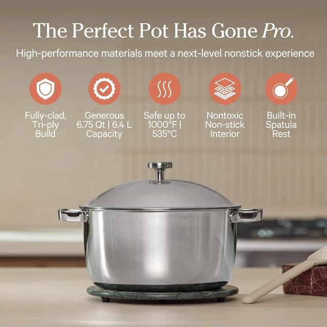 Alt view image 2 of 6 - Titanium Perfect Pot Pro, 6.75 Qt Nonstick Titanium Cookware
