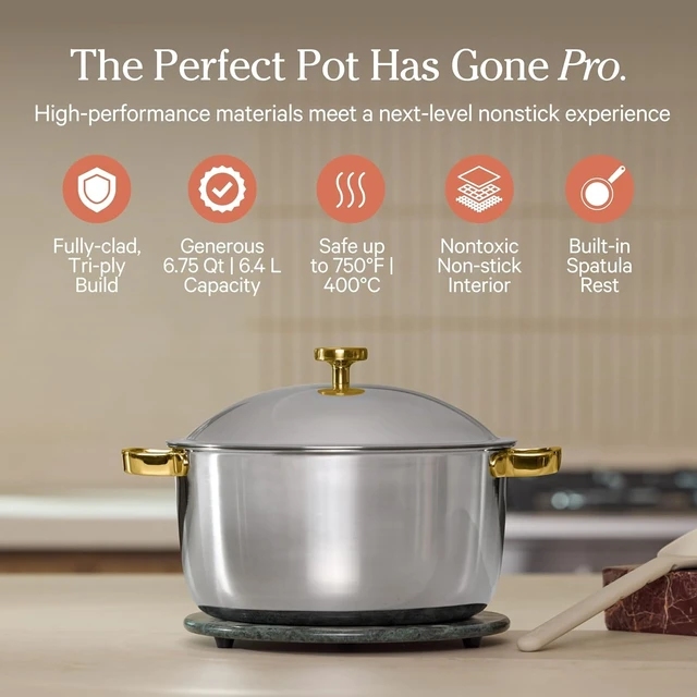 Alt view image 2 of 6 - Titanium Perfect Pot Pro, 6.75 Qt Nonstick Titanium Cookware