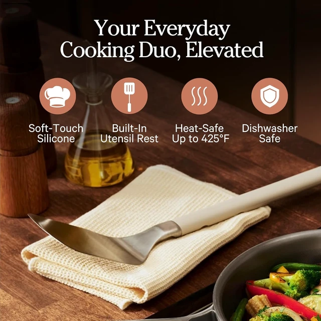 Alt view image 2 of 7 - Titanium Pro Utensils, Stainless Steel Spatula & Silicone Spoon
