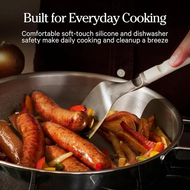 Alt view image 3 of 7 - Titanium Pro Utensils, Stainless Steel Spatula & Silicone Spoon