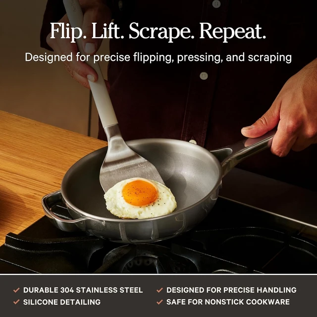 Alt view image 6 of 7 - Titanium Pro Utensils, Stainless Steel Spatula & Silicone Spoon