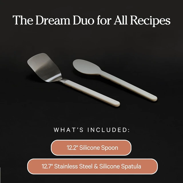 Alt view image 7 of 7 - Titanium Pro Utensils, Stainless Steel Spatula & Silicone Spoon