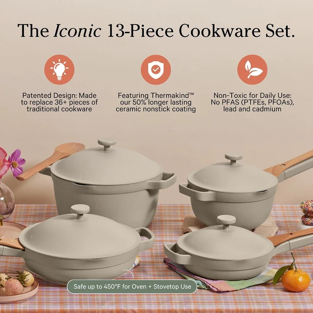 Alt view image 2 of 7 - Cookware Set, 13-Piece Ceramic Nonstick Pots & Pans with Utensils