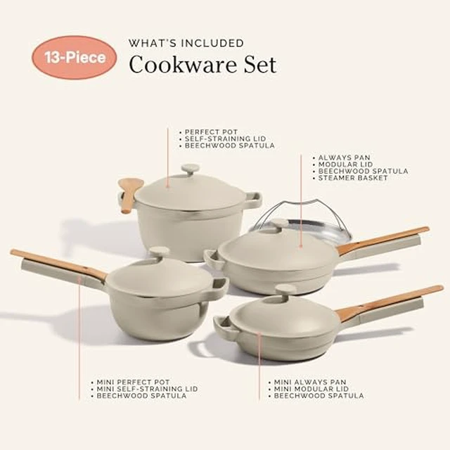 Alt view image 7 of 7 - Cookware Set, 13-Piece Ceramic Nonstick Pots & Pans with Utensils