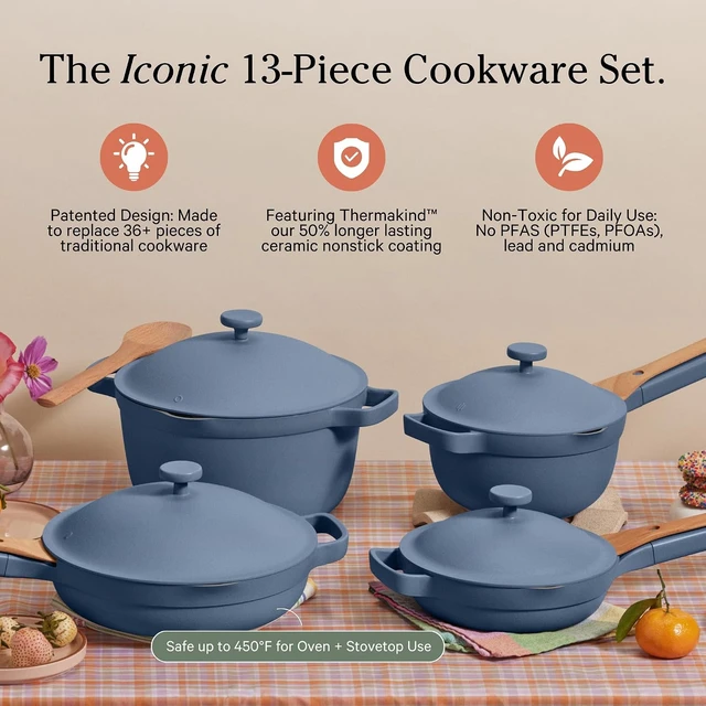 Alt view image 2 of 7 - Cookware Set, 13-Piece Ceramic Nonstick Pots & Pans with Utensils