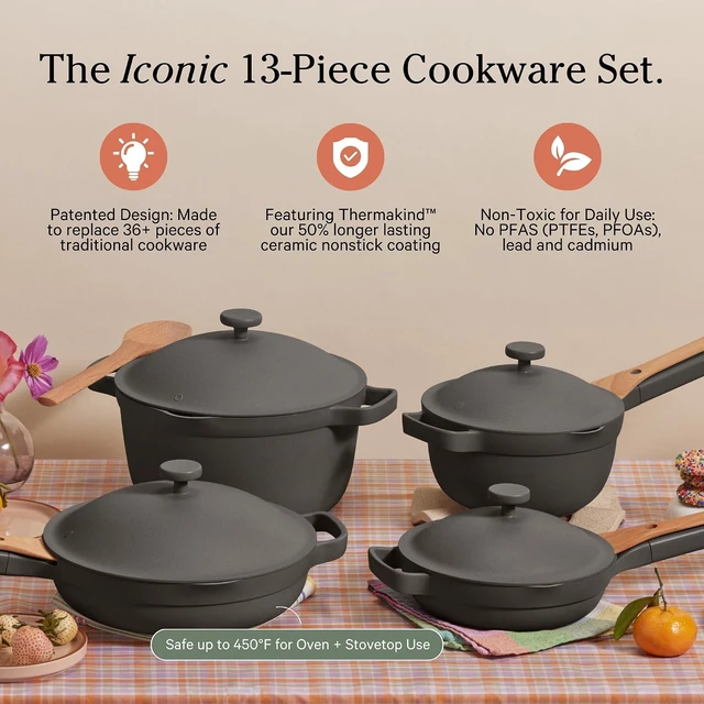 Alt view image 2 of 7 - Cookware Set, 13-Piece Ceramic Nonstick Pots & Pans with Utensils