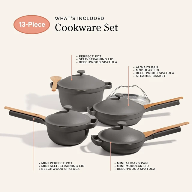 Alt view image 7 of 7 - Cookware Set, 13-Piece Ceramic Nonstick Pots & Pans with Utensils