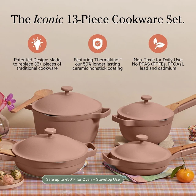 Alt view image 2 of 7 - Cookware Set, 13-Piece Ceramic Nonstick Pots & Pans with Utensils