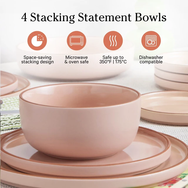 Alt view image 2 of 6 - Soup Bowls, 6" Ceramic Soup Bowls, Set of 4