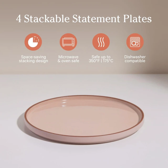 Alt view image 2 of 6 - Dinner Plates, 10.5" Ceramic Dinner Plates, Set of 4
