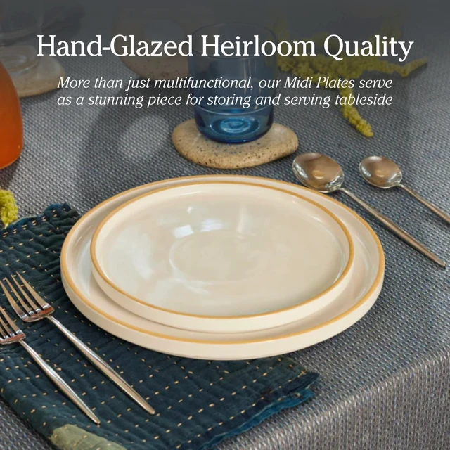 Alt view image 3 of 6 - Salad Plates, 8.5" Ceramic Salad Plates, Set of 4