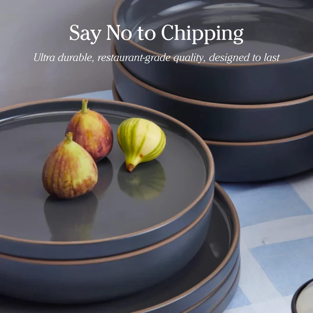Alt view image 5 of 6 - Dinner Plates, 10.5" Ceramic Dinner Plates, Set of 4