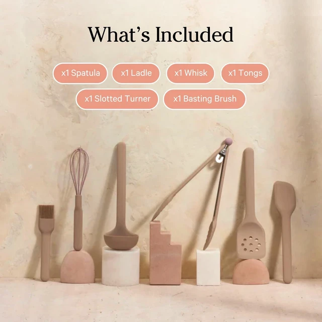 Alt view image 3 of 6 - Utensil Essentials, 6-Piece Heat-Resistant Silicone Utensil Set