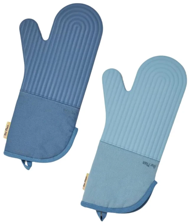 Main image of Hot Mitts, Heat-Resistant Silicone & Cotton Oven Mitts, Set of 2