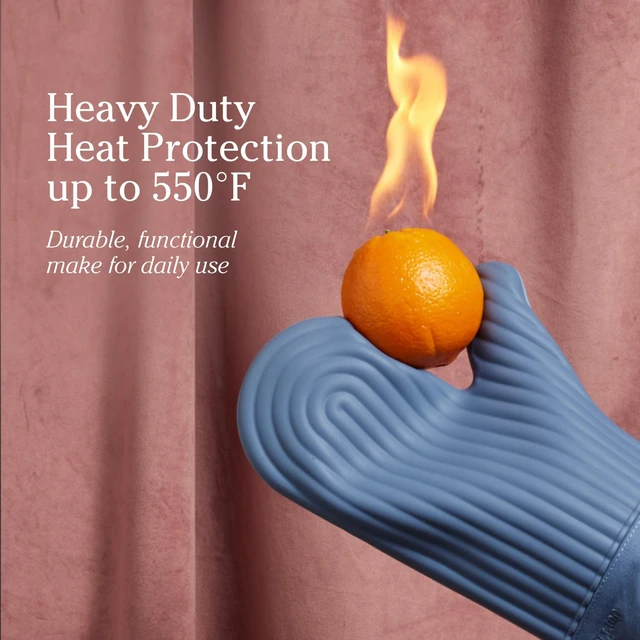 Alt view image 3 of 7 - Hot Mitts, Heat-Resistant Silicone & Cotton Oven Mitts, Set of 2