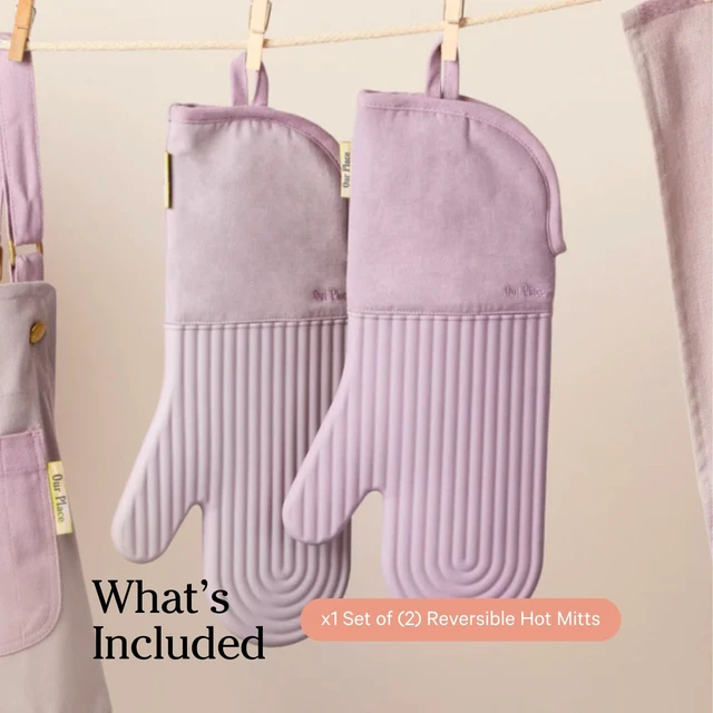 Alt view image 5 of 7 - Hot Mitts, Heat-Resistant Silicone & Cotton Oven Mitts, Set of 2