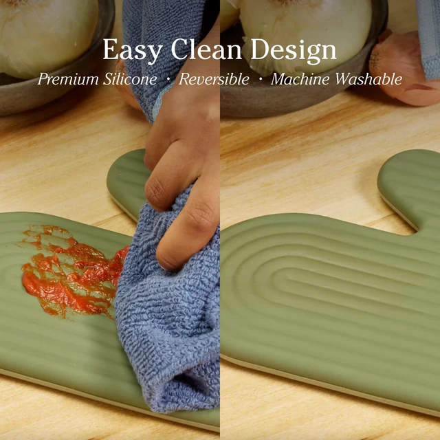 Alt view image 4 of 7 - Hot Mitts, Heat-Resistant Silicone & Cotton Oven Mitts, Set of 2