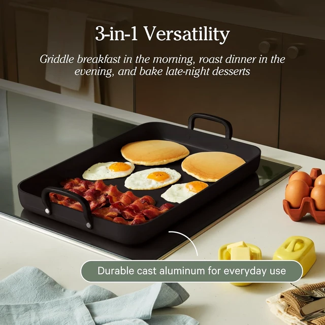 Alt view image 5 of 7 - Essentials Griddle Pan Set, 4-Piece Nonstick Ceramic Cookware