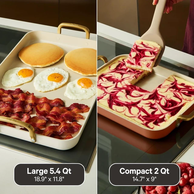 Alt view image 6 of 7 - Essentials Griddle Pan Set, 4-Piece Nonstick Ceramic Cookware