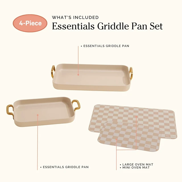 Alt view image 7 of 7 - Essentials Griddle Pan Set, 4-Piece Nonstick Ceramic Cookware