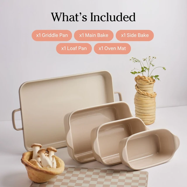 Alt view image 6 of 7 - Bakeware Set, 5-Piece Nonstick Ceramic Bakeware & Griddle Pan