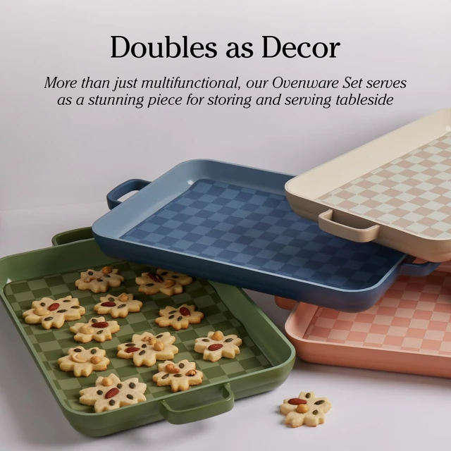 Alt view image 7 of 7 - Bakeware Set, 5-Piece Nonstick Ceramic Bakeware & Griddle Pan