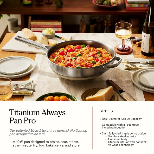 Alt view image 4 of 7 - Titanium Cookware Duo Pro, 3-Piece Nonstick Cookware Set