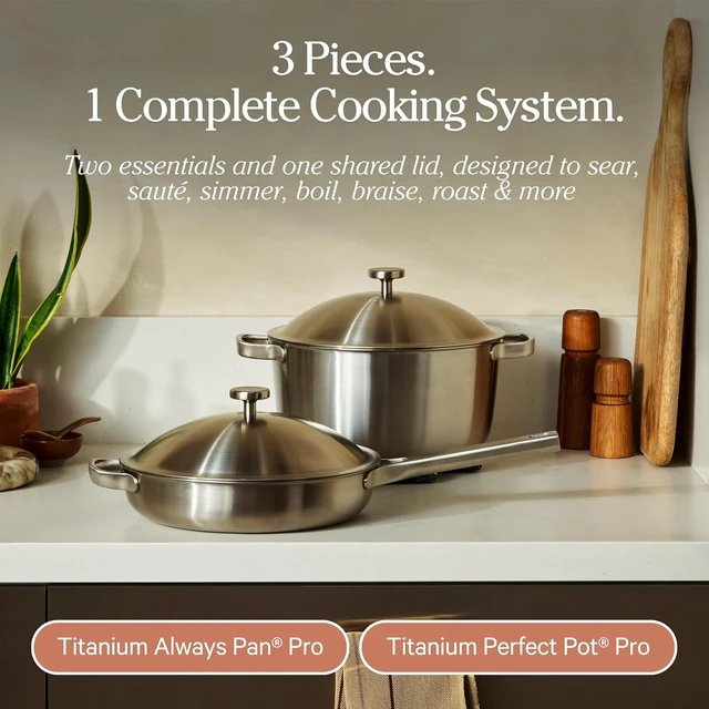 Alt view image 7 of 7 - Titanium Cookware Duo Pro, 3-Piece Nonstick Cookware Set
