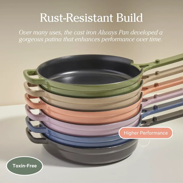 Alt view image 4 of 6 - Cast Iron Always Pan, 10" Enameled Cast Iron Skillet with Lid