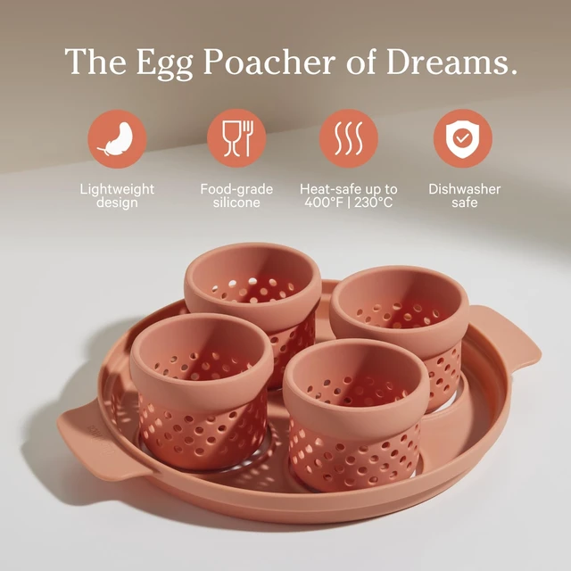 Alt view image 2 of 6 - Silicone Egg Poacher, 4-Cup BPA-Free Dishwasher-Safe Poaching Set