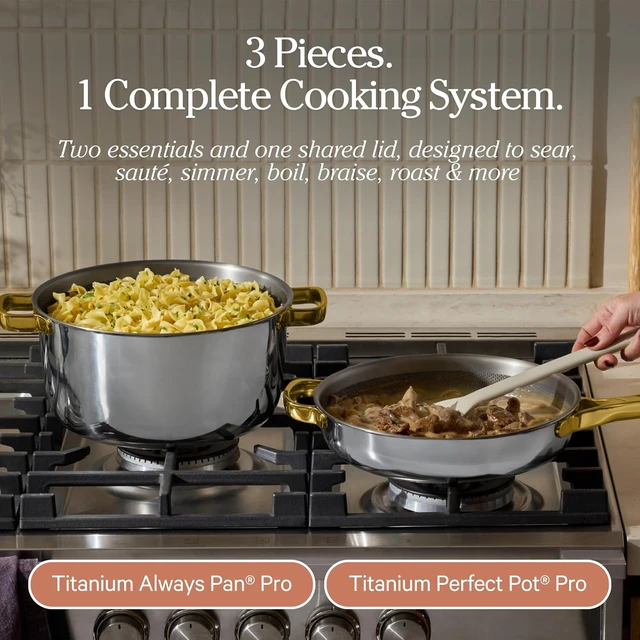 Alt view image 7 of 7 - Titanium Cookware Duo Pro, 3-Piece Nonstick Cookware Set