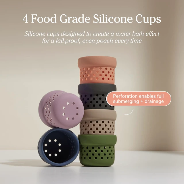 Alt view image 3 of 6 - Silicone Egg Poacher, 4-Cup BPA-Free Dishwasher-Safe Poaching Set