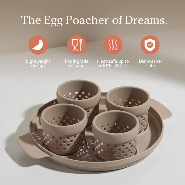 Alt view image 2 of 6 - Silicone Egg Poacher, 4-Cup BPA-Free Dishwasher-Safe Poaching Set