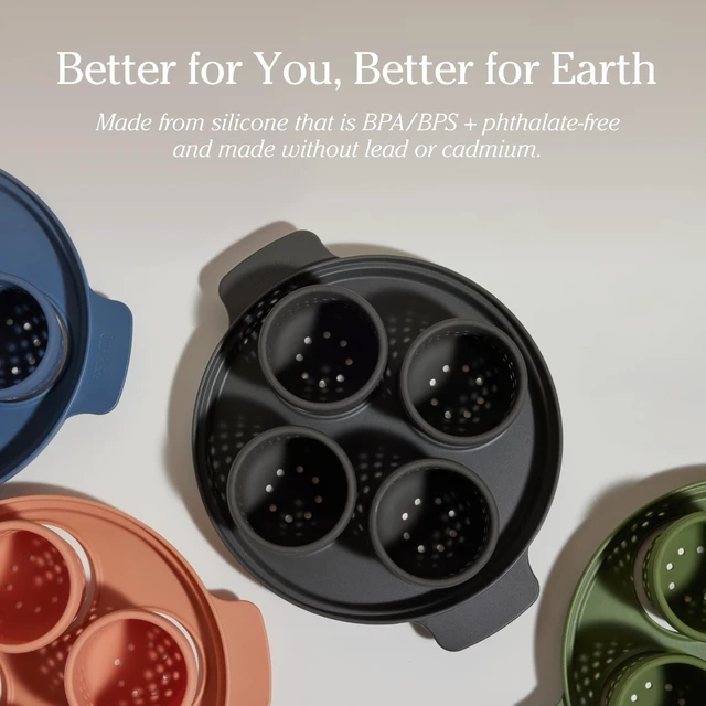 Alt view image 6 of 6 - Silicone Egg Poacher, 4-Cup BPA-Free Dishwasher-Safe Poaching Set